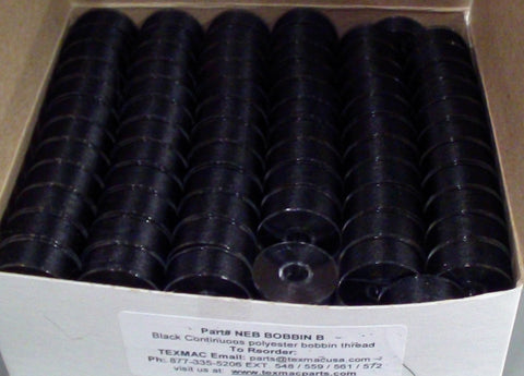 NEB Plastic Side Bobbin: Style L Black - Box of 144