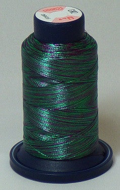 RAPOS-GM2 Variegated Multi-Color – Dark Green and Purple Metallized Embroidery Thread Cone – 800 Meters