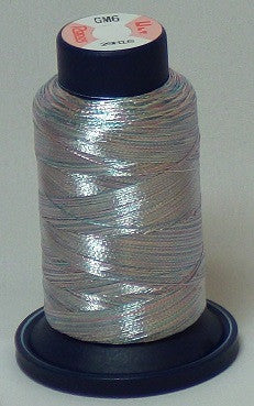 RAPOS-GM6 Variegated Multi-Color – Baby Blue, Pink and Silver Metallized Embroidery Thread Cone – 800 Meters