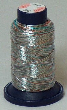 RAPOS-GM8 Variegated Multi-Color – Red, Silver and Teal Metallized Embroidery Thread Cone – 800 Meters