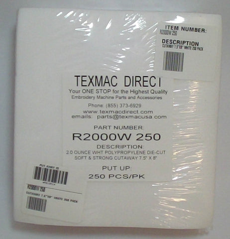 1.5 oz White Mesh Cutaway 7.5 x 8 Sheets - 500 pieces – TEXMACDirect